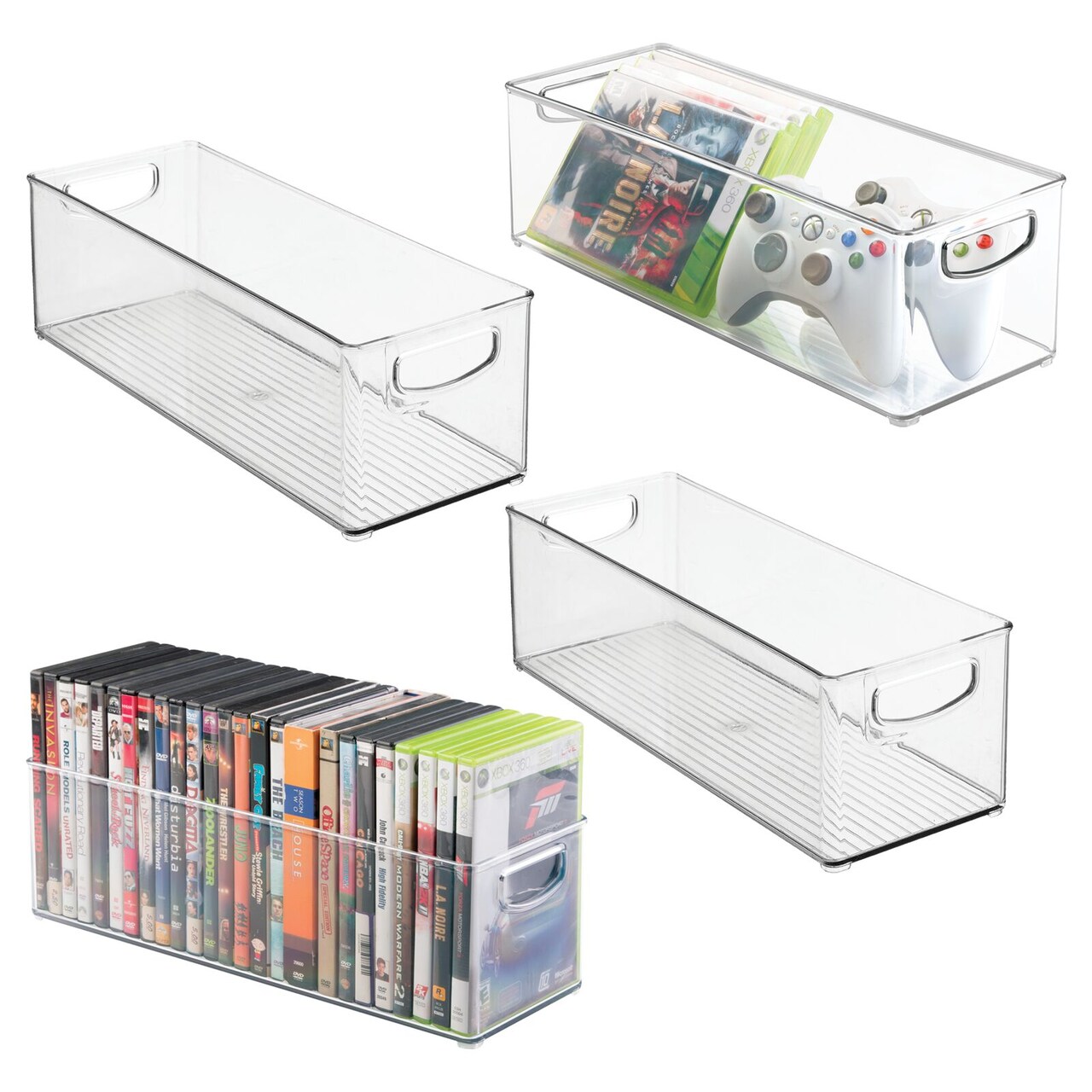mDesign Plastic Video Game and DVD Storage Home Organizer